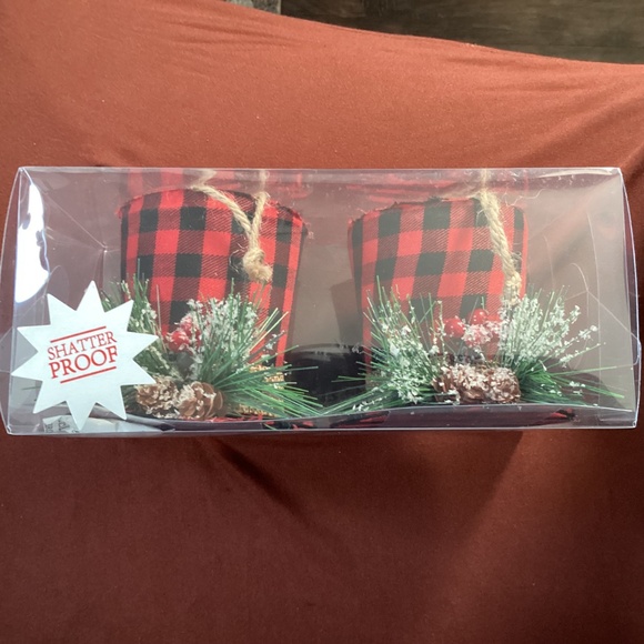 Christmas Decor Red Black Checkered Hats Shatter Proof  New with Tag - Picture 6 of 13